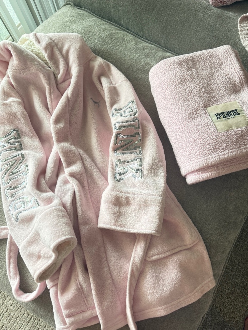 VS PINK Robe and PINK Blanket